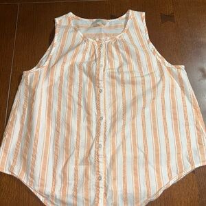 LOFT Striped Sleeveless Button-Up Top Size L